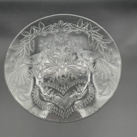 Glass Platter with Two Birds and Hearts - Picture 2 of 3